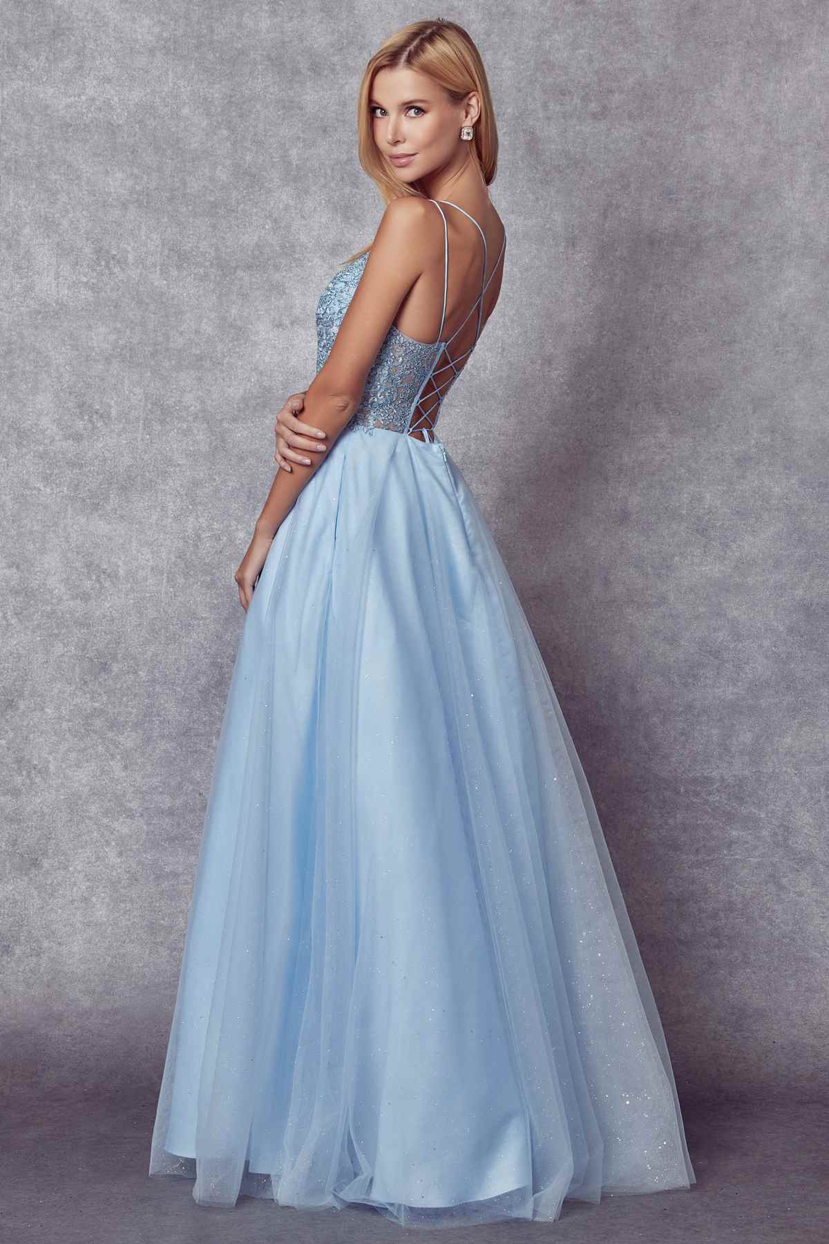 Juliet 268 Embroidered Sparkle Tulle Ball Gown by DiscountDressShop