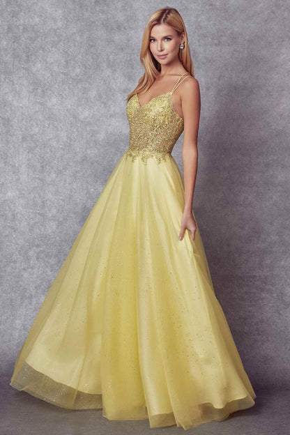 Juliet 268 Embroidered Sparkle Tulle Ball Gown by DiscountDressShop