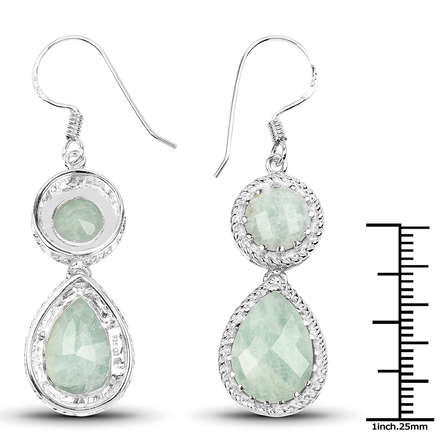 11.82 Carat Genuine Aquamarine .925 Sterling Silver Earrings  DestGlow