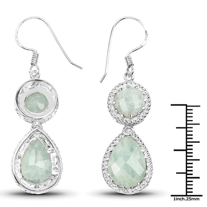 11.82 Carat Genuine Aquamarine .925 Sterling Silver Earrings  DestGlow