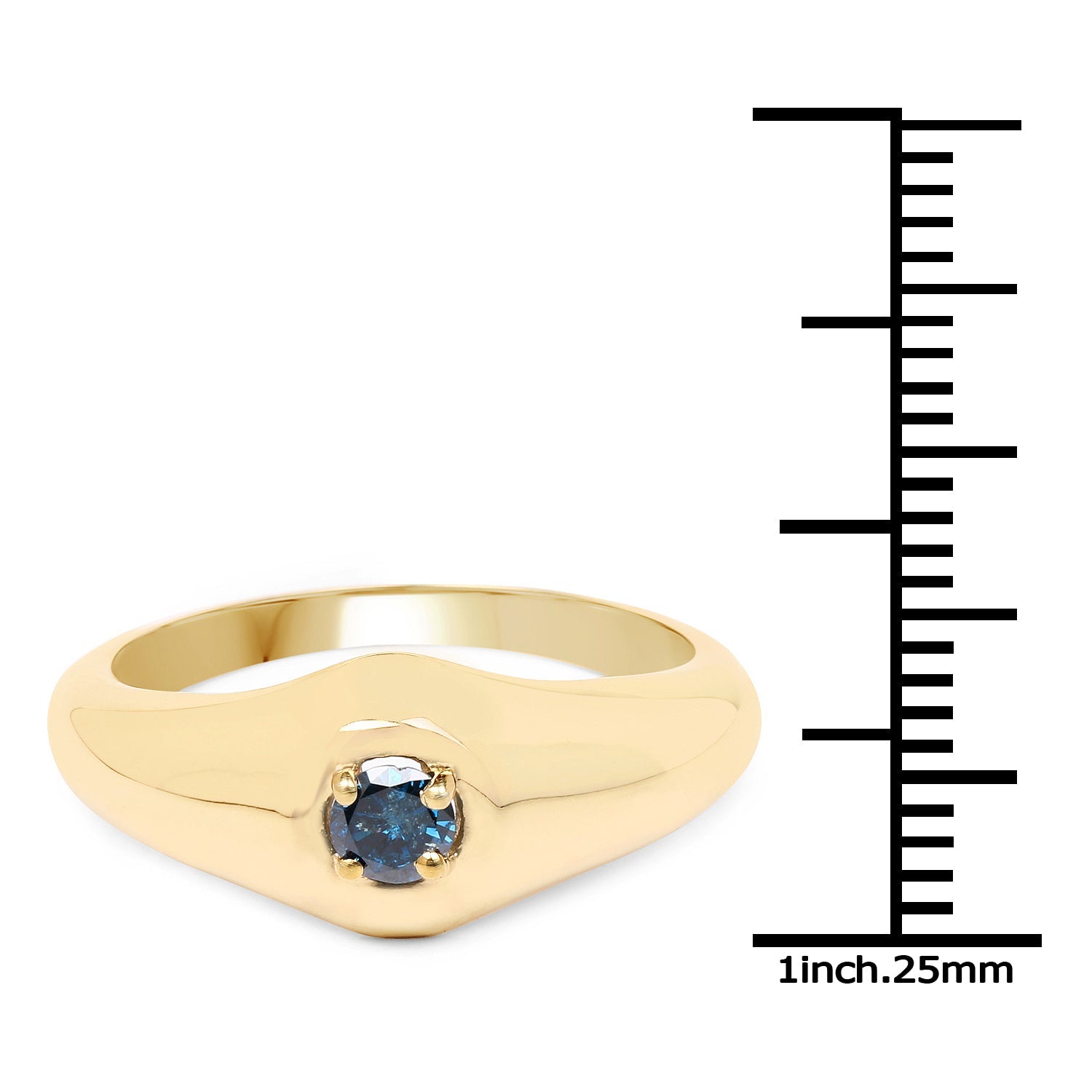 14K Yellow Gold Plated 0.20 Carat Genuine Blue Diamond .925 Sterling Silver Ring by Bids.com