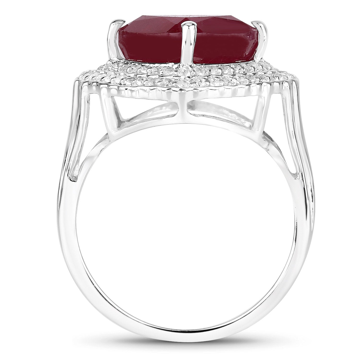 5.86 Carat Glass Filled Ruby and White Topaz .925 Sterling Silver Ring by Bids.com