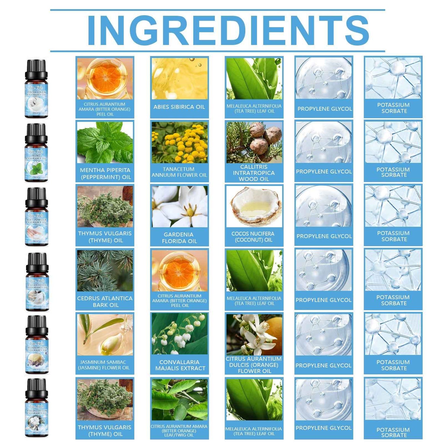 Cleansing Essential Oil Set, Fresh Natural Humidifier Essential Oil Lasting Essential Oil Perfume Oil