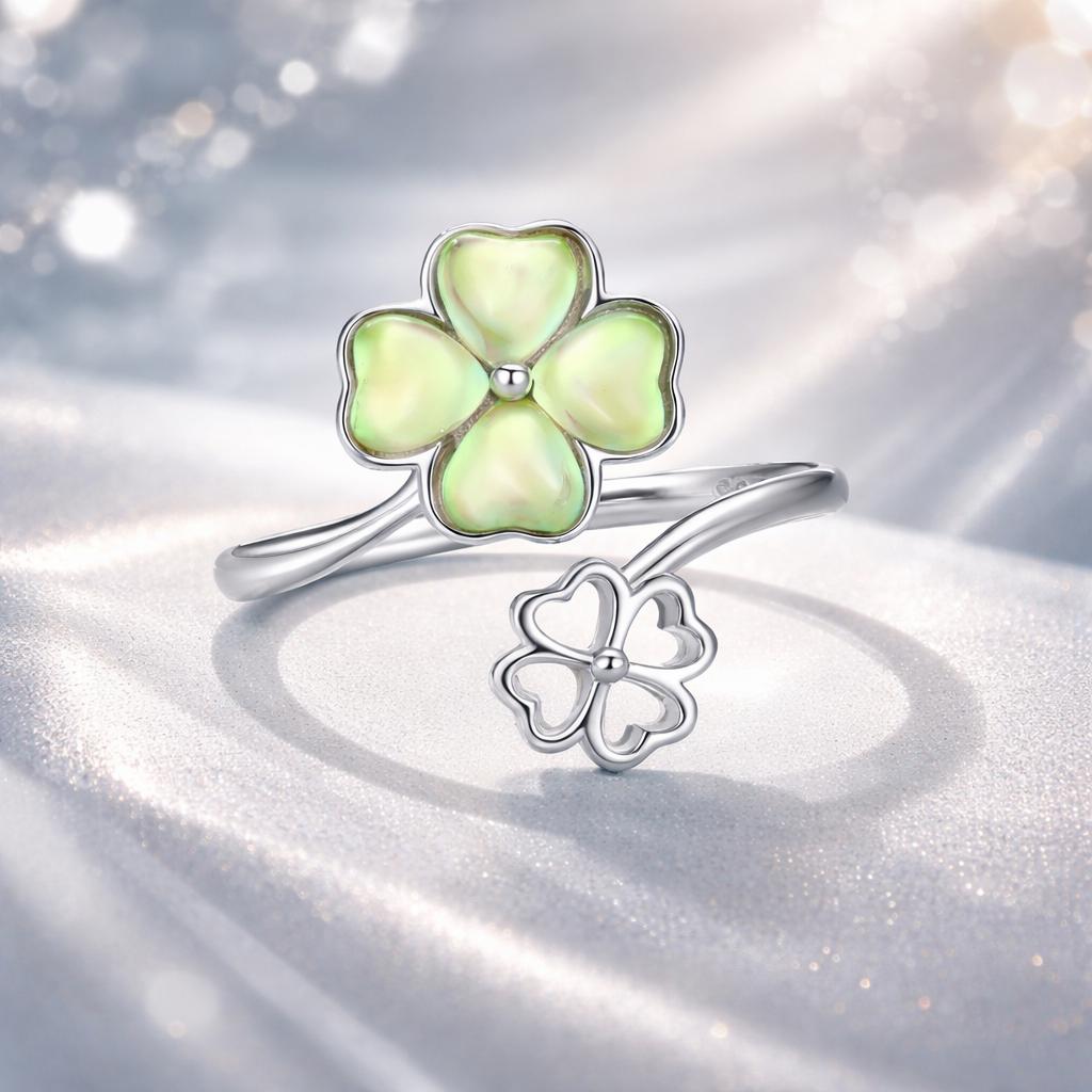 925 Sterling Silver Transparent Glass Ring for Women  DestGlow