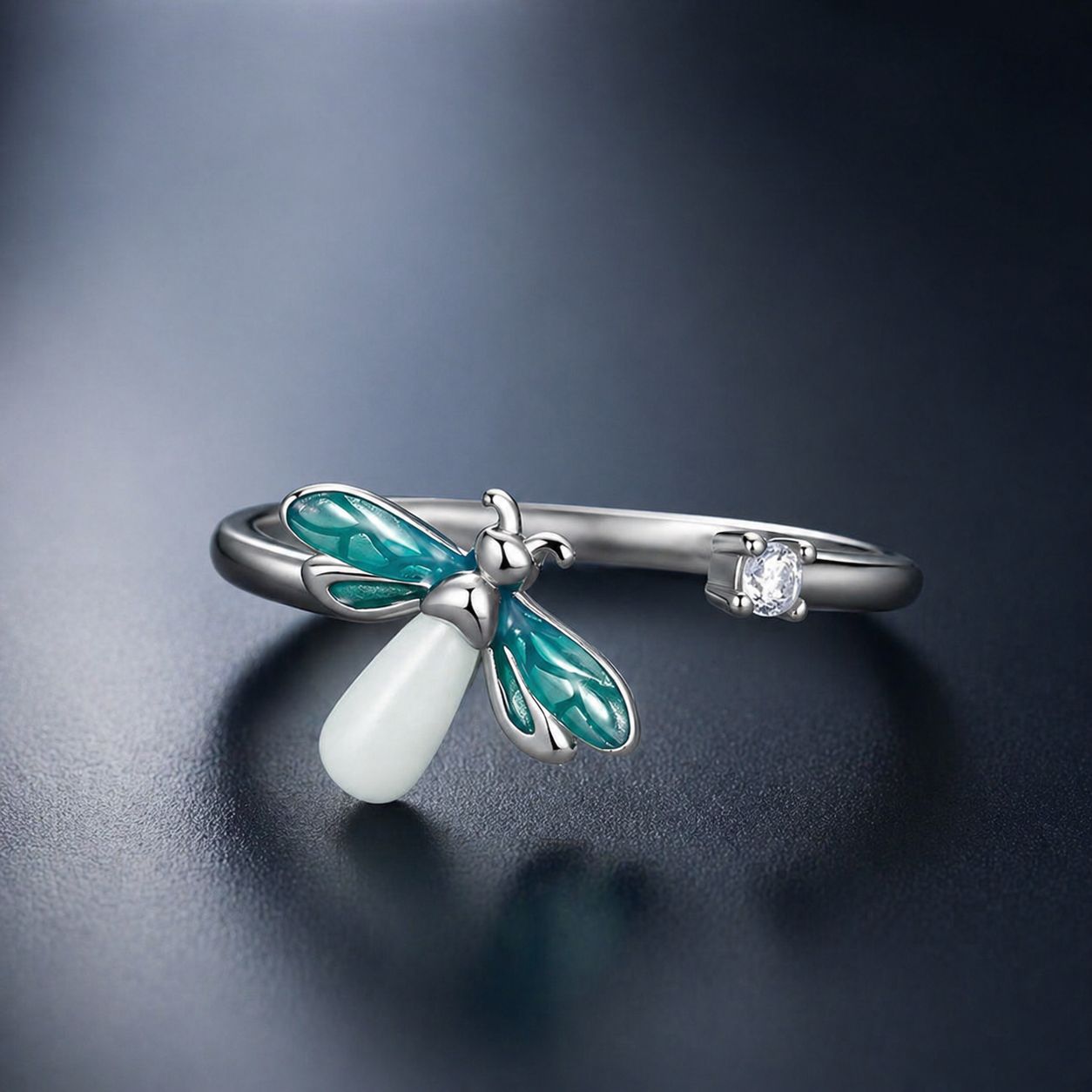 925 Sterling Silver White Gold Plated Enamel Pavé Setting CZ Ring  DestGlow