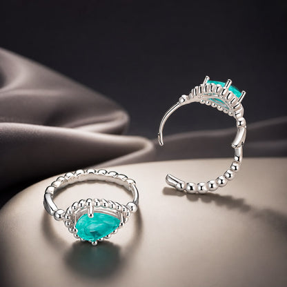 925 Sterling Silver Earrings with Pavé Setting and Transparent Glass  DestGlow