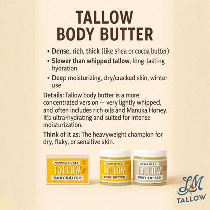 Manuka Honey + Rosehip Tallow Body Butter – Deeply Nourishing &amp; Repairing Natural Skincare by Lady May Tallow