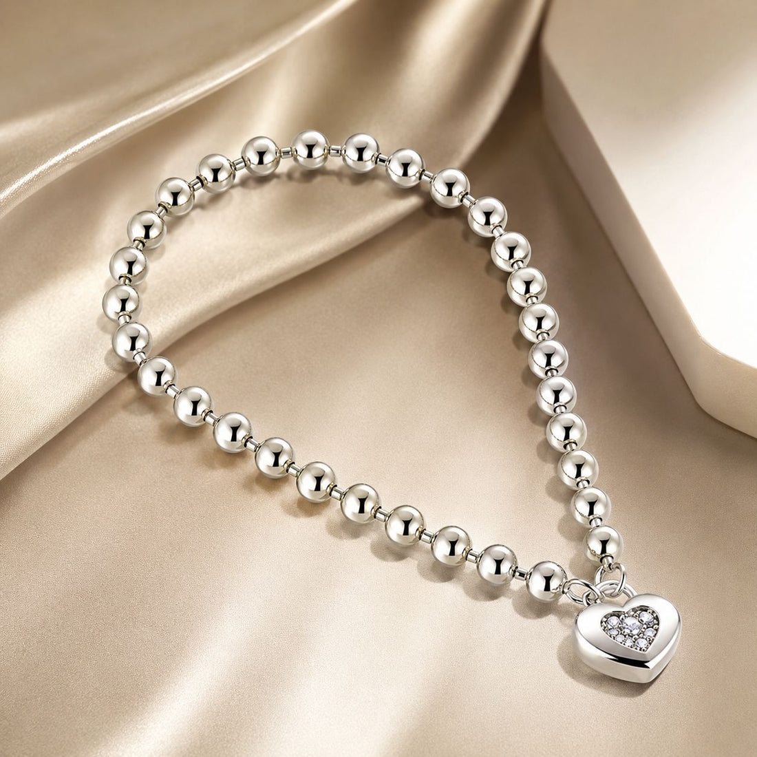 925 Sterling Silver Bracelet with Pavé Setting CZ and Platinum Plating, 17cm for Women  DestGlow