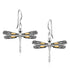 18k Yellow Gold and Sterling Silver Dragonfly Motif Drop Earrings by Bids.com