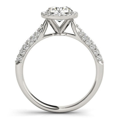 14k White Gold Halo Diamond Engagement Ring with Pave Band (1 1/3 cttw) by Bids.com