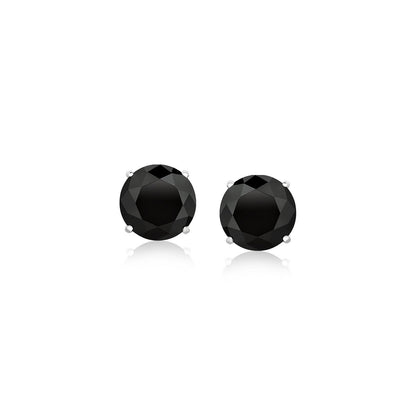 14k White Gold Stud Earrings with Black Faceted Cubic Zirconia(6mm) by Bids.com