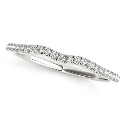 14k White Gold Wave Theme Diamond Wedding Band (1/8 cttw) by Bids.com