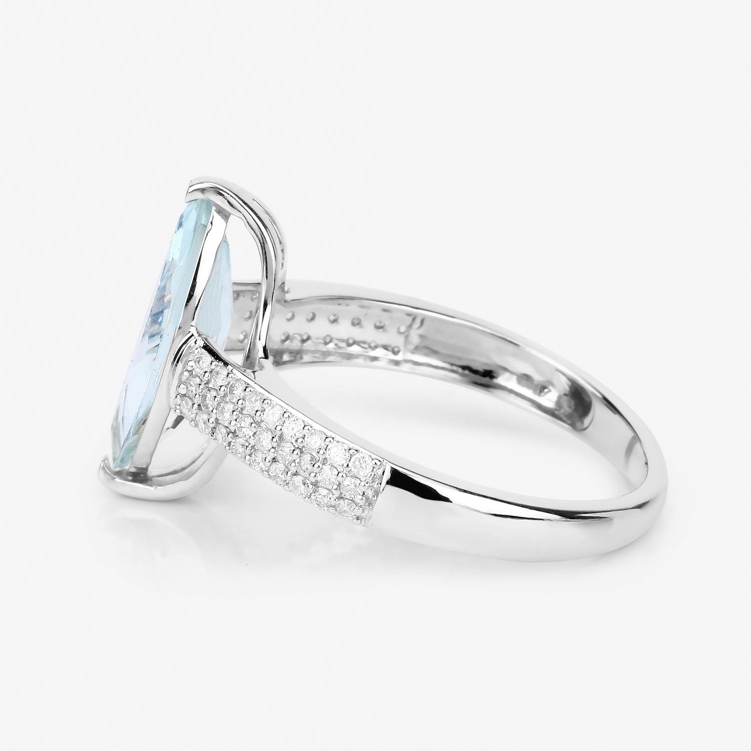 2.09 Carat Genuine Aquamarine and White Diamond 14K White Gold Ring by Bids.com