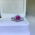 1 Carat Fuschia Red Sparkala™ Pure Sterling Silver Halo Ring - DestGlow
