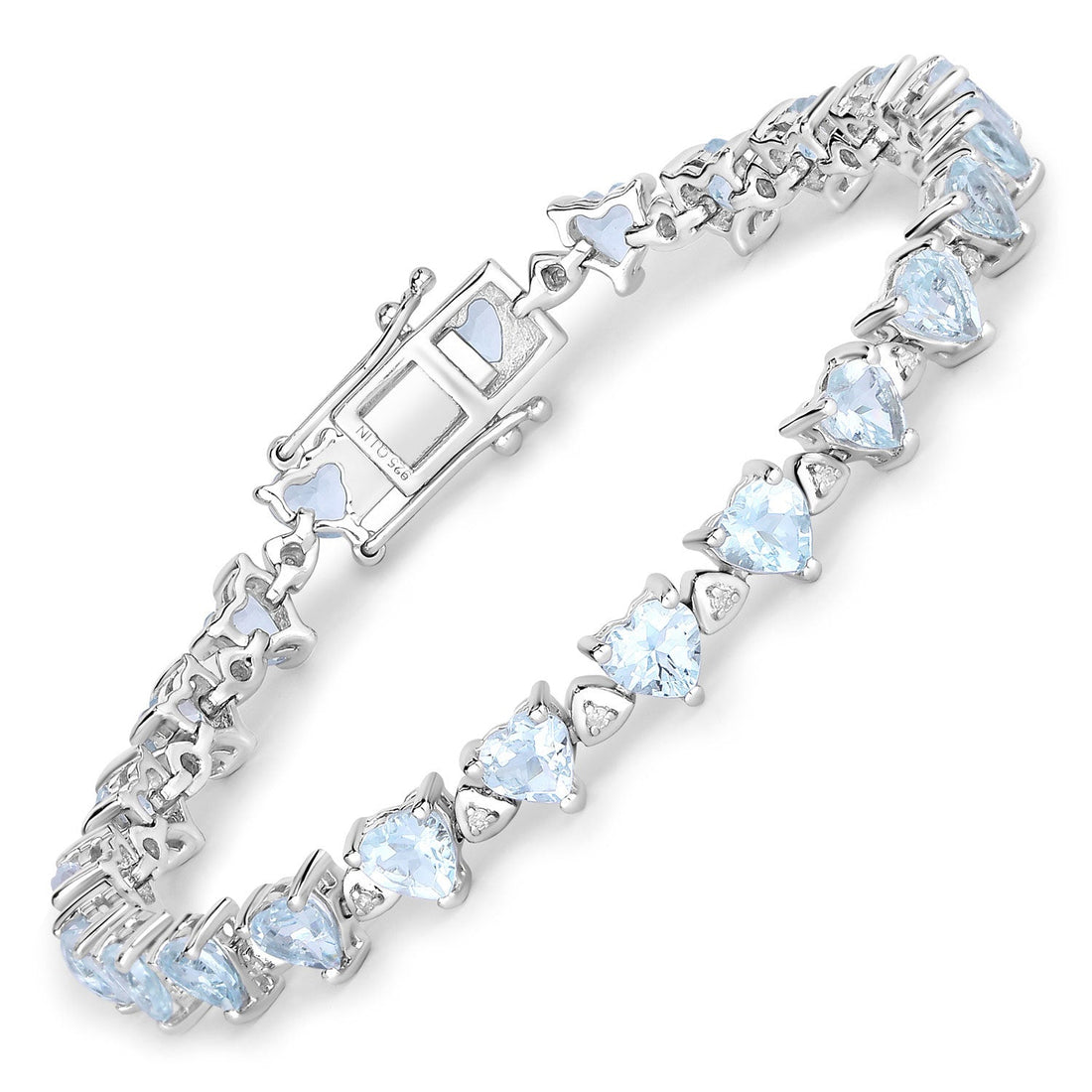 7.71 Carat Genuine Aquamarine and White Diamond .925 Sterling Silver Bracelet by Bids.com