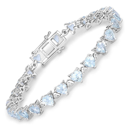 7.71 Carat Genuine Aquamarine and White Diamond .925 Sterling Silver Bracelet by Bids.com