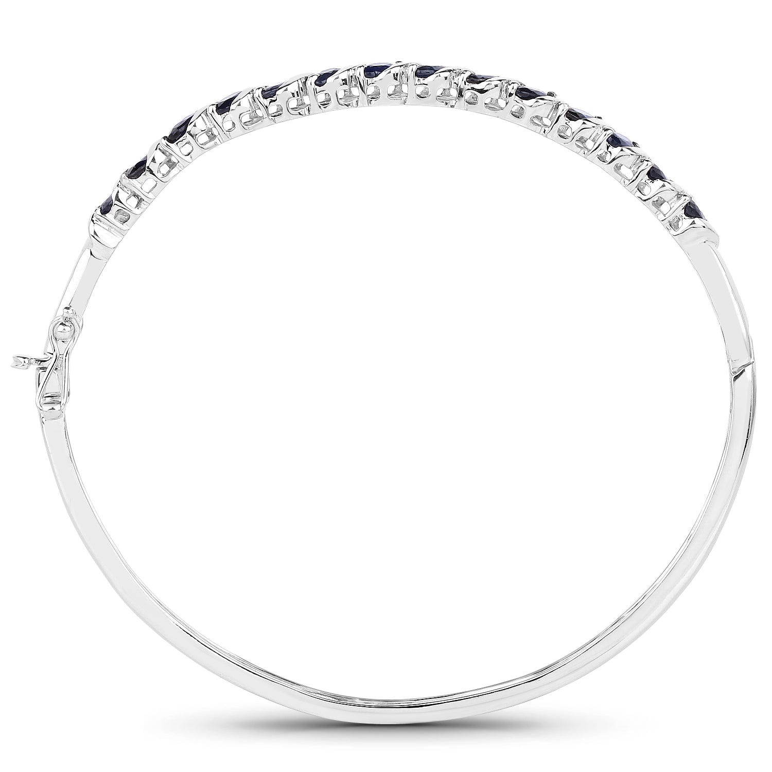 3.08 Carat Genuine Blue Sapphire .925 Sterling Silver Bangle  DestGlow