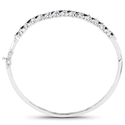 3.08 Carat Genuine Blue Sapphire .925 Sterling Silver Bangle  DestGlow