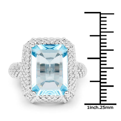 9.25 Carat Genuine Blue Topaz .925 Sterling Silver Ring by Bids.com