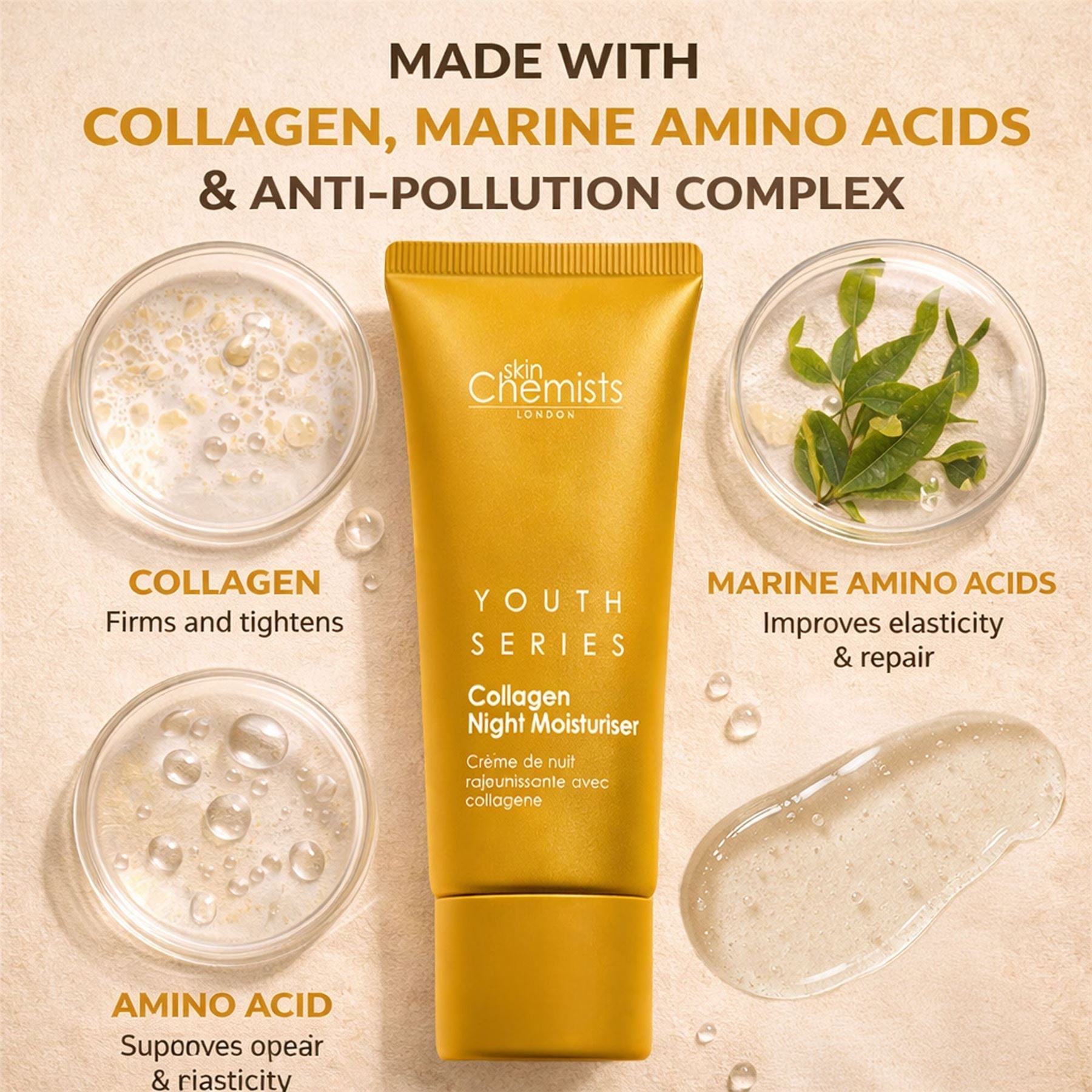 1% Collagen Night Moisturiser 50ml (Vegan) by skinChemists US