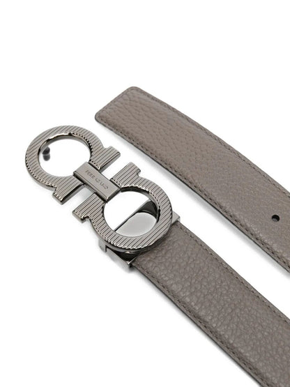 Ferragamo Men Knurled Buckle Two-Tone Reversible Gancini Belt by Luosophy