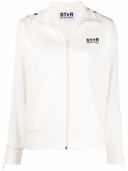 Golden Goose Women Zipped Sweatshirt With Grosgrain Strip And Stars by Luosophy