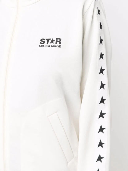Golden Goose Women Zipped Sweatshirt With Grosgrain Strip And Stars by Luosophy