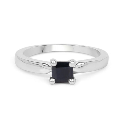 0.63 Carat Genuine Black Sapphire .925 Sterling Silver Ring  DestGlow