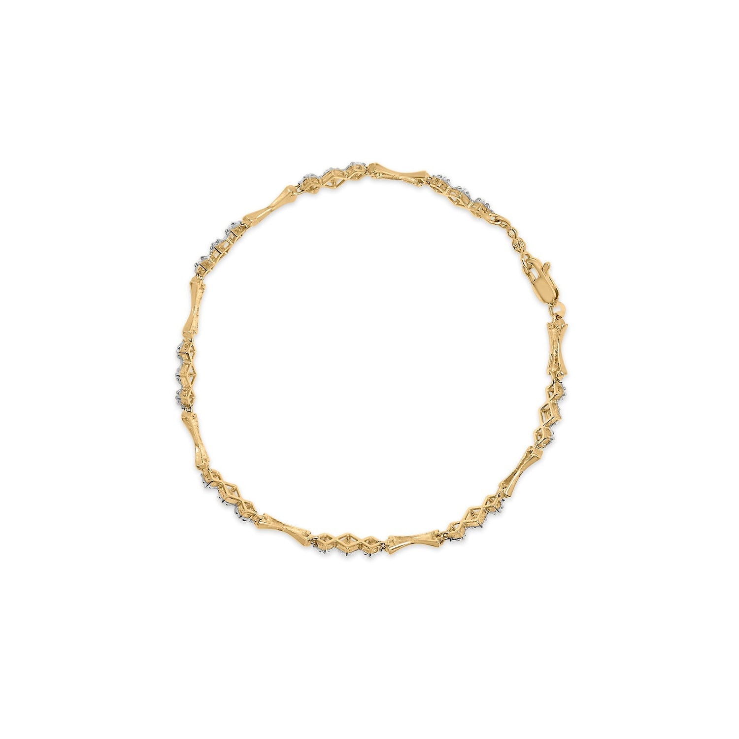 10k Gold 1/3 Cttw Diamond Miracle Set Alternating Bar and Link Bracelet (I-J Color, I1-I2 Clarity) - 7.75" Inches 