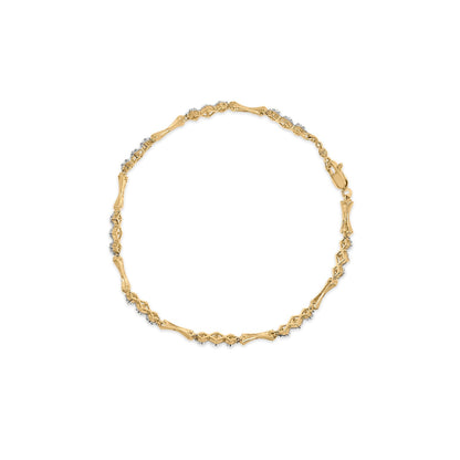10k Gold 1/3 Cttw Diamond Miracle Set Alternating Bar and Link Bracelet (I-J Color, I1-I2 Clarity) - 7.75" Inches 