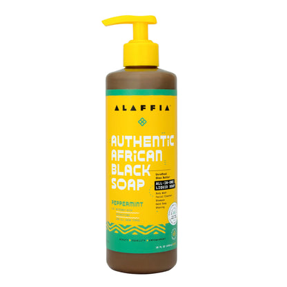 Authentic African Black Soap All-In-One - Peppermint, 16 oz by Alaffia