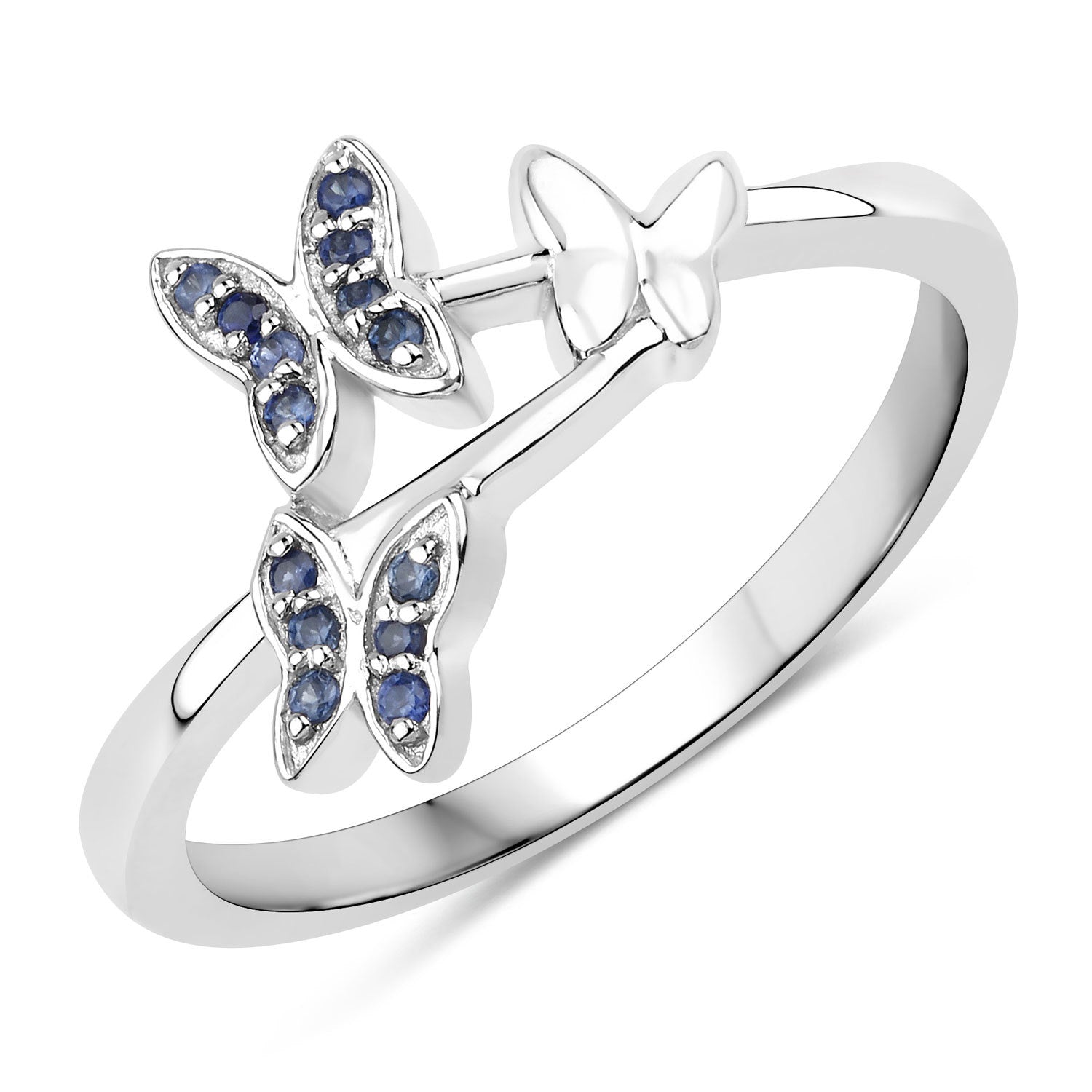 0.14 Carat Genuine Blue Sapphire .925 Sterling Silver Ring  DestGlow
