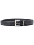Saint Laurent Men Grained Leather Cassandre Thin Belt With Square Buckle by Luosophy