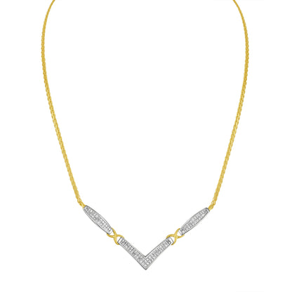 14K Yellow and White Gold 2.0 Cttw Princess Cut Diamond Flared and X-Station V Shaped 18â€ Franco Chain Statement Necklace (H-I Color, SI2-I1 Clarity) by Bids.com