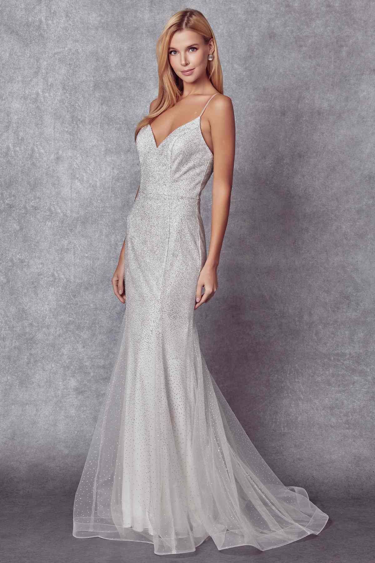 Juliet 271W Glitter Mesh Fitted Wedding Gown by DiscountDressShop