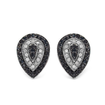 0.47 Carat Genuine Black Diamond &amp; White Diamond .925 Sterling Silver Earrings  DestGlow