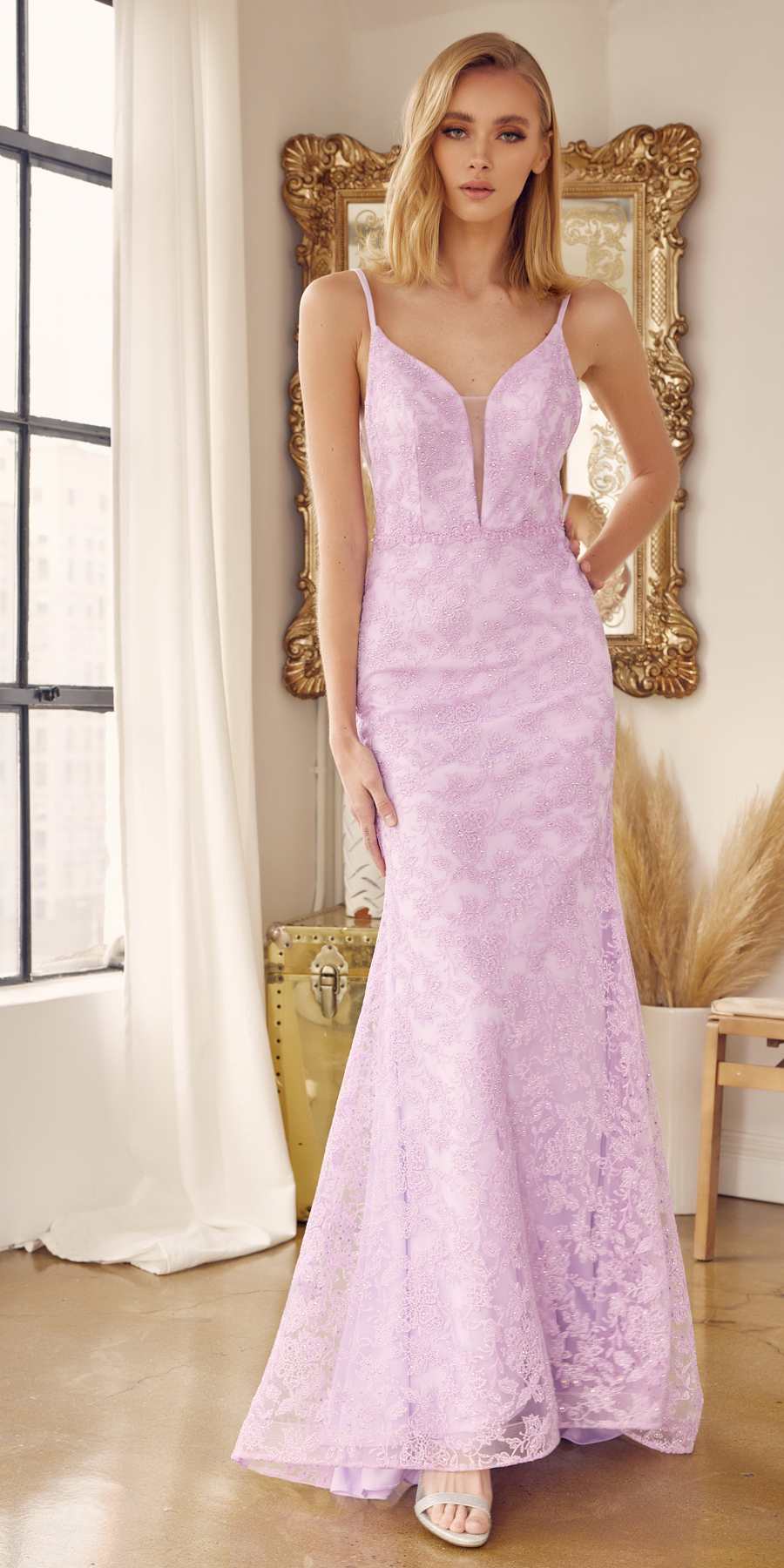 Juliet 272 Embroidered Lace With Stone Accents Fitted Dress by DiscountDressShop