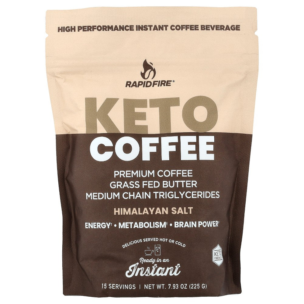 RapidFire Ketogenic High Performance Instant Coffee Mix, Supports Energy And Metabolism, 15 Servings, Brown, 7.93 Ounce by Pasteur Pharmacy