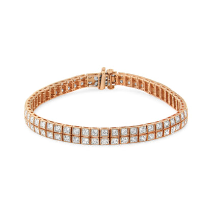 14K Rose Gold 3.0 Cttw Lab Grown Diamond Two Row Milgrain 7" Inch Tennis Bracelet (G-H Color, VS2-SI1 Clarity) by Bids.com