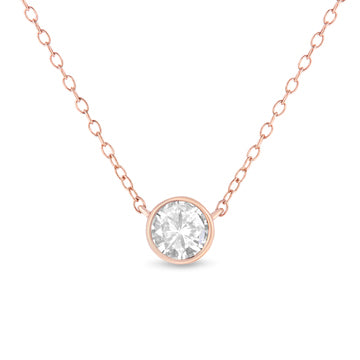 .925 Sterling Silver 1/2 Cttw Diamond Bezel 18" Pendant Necklace (I-J Color, I2-I3 Clarity) by Bids.com
