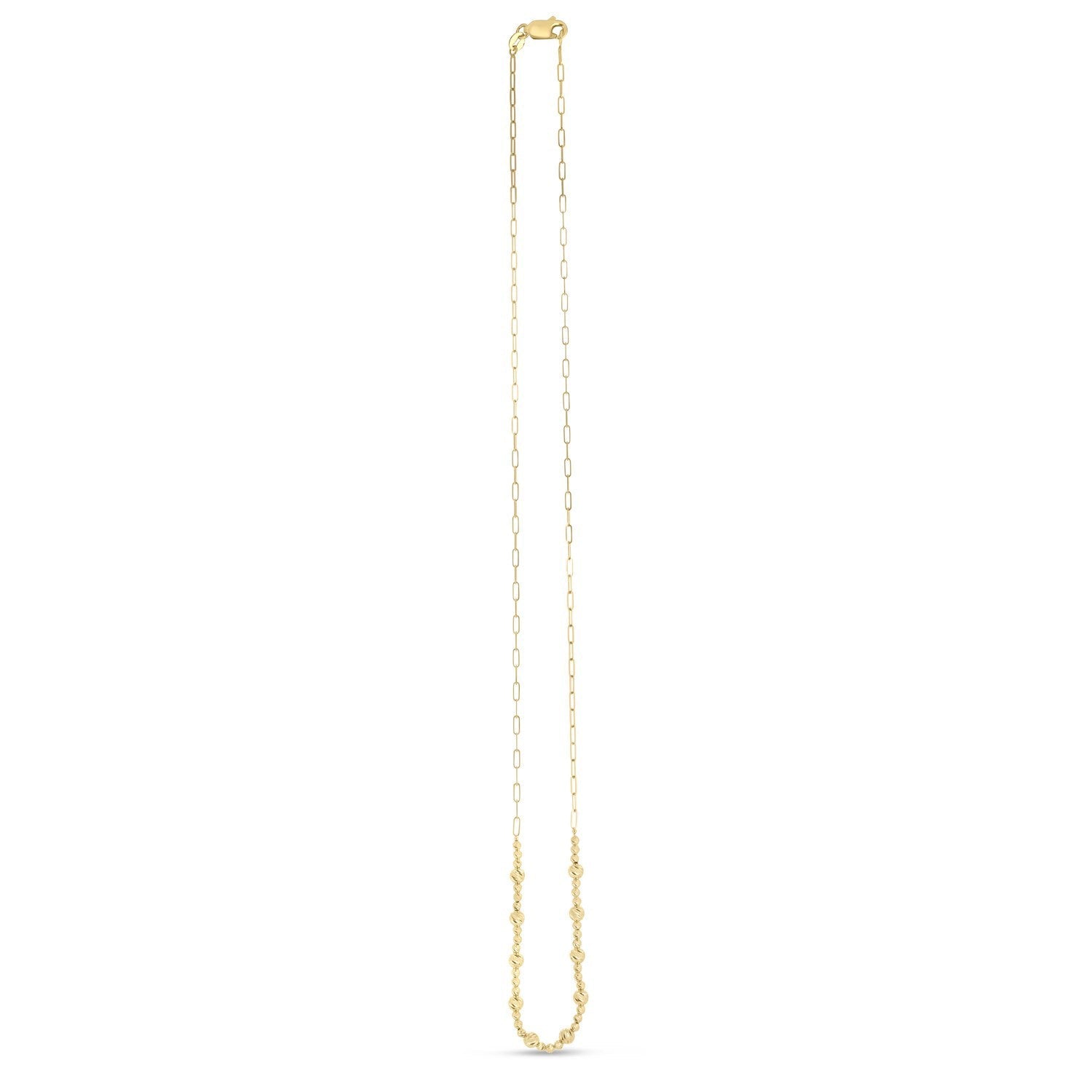 14k Yellow Gold Bead Paperclip Necklace by Bids.com