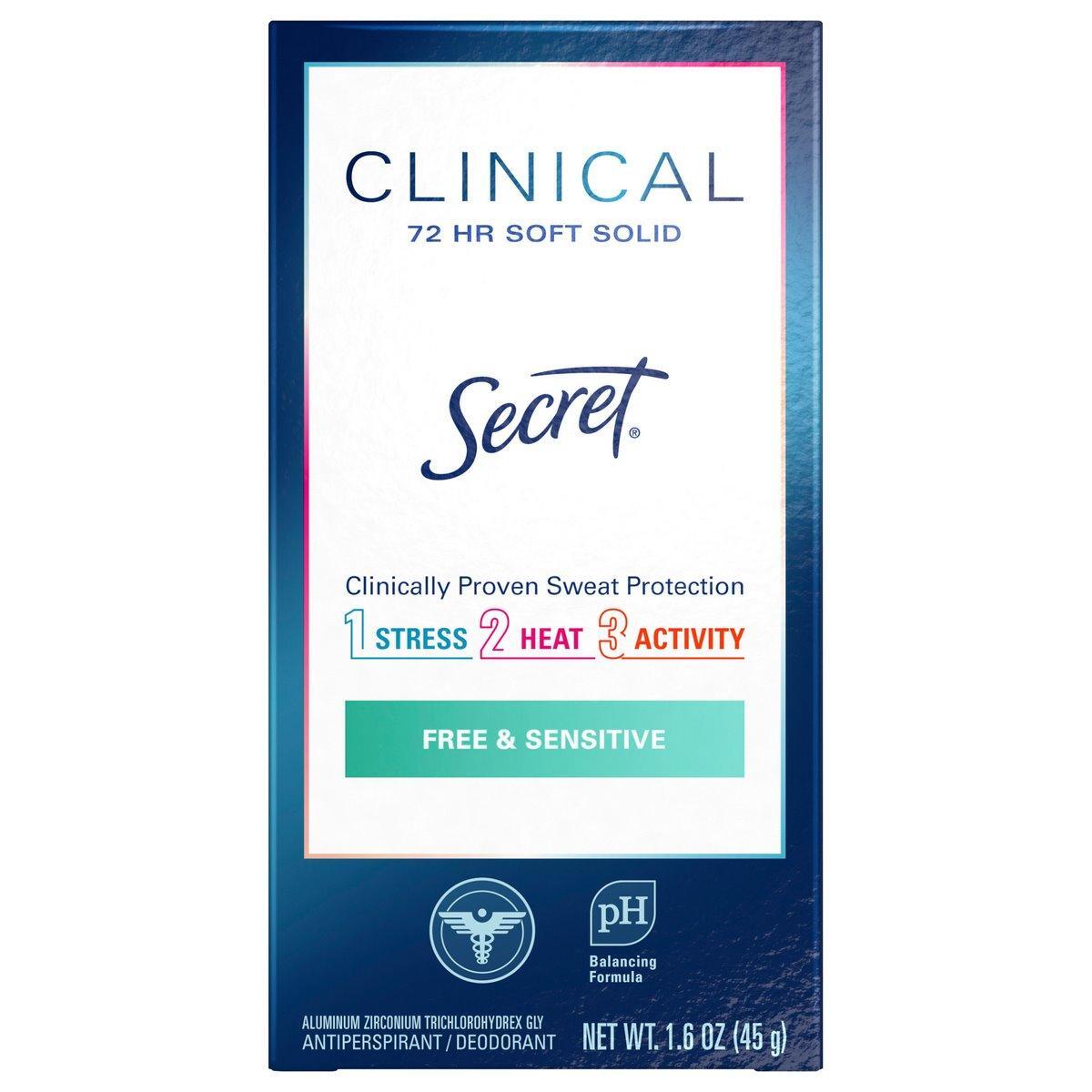 Secret Clinical Strength Soft Solid Antiperspirant And Deodorant - Free &amp; Sensitive - 1.6oz by Pasteur Pharmacy