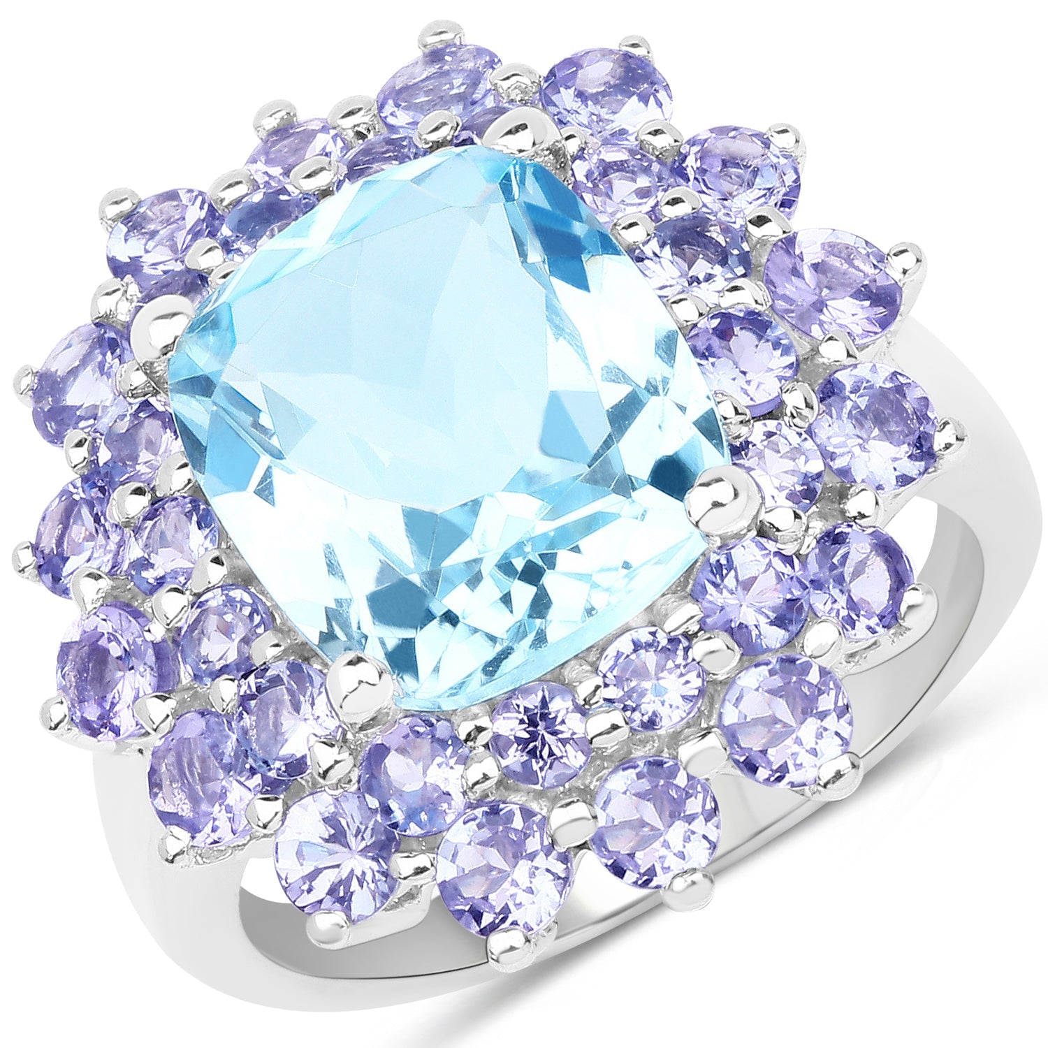 11.22 Carat Genuine Blue Topaz and Tanzanite .925 Sterling Silver Ring by Bids.com
