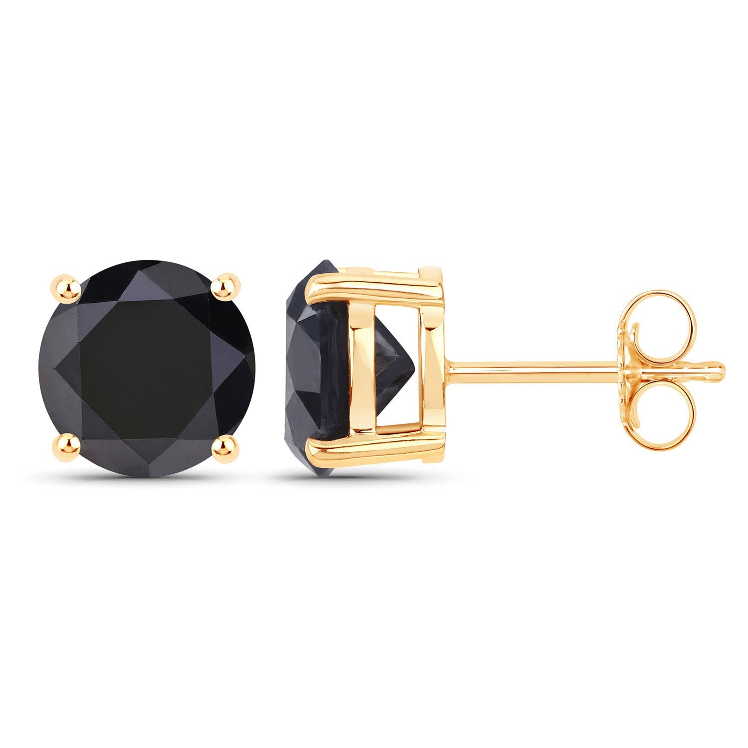4.12 Carat Genuine Black Diamond 14K Yellow Gold Earrings by Bids.com