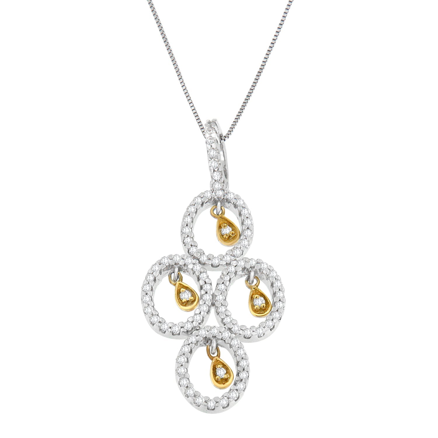 14K Two- Toned Gold 2/5 cttw Round Diamond Pendant Necklace (H-I, I1-I2) by Bids.com