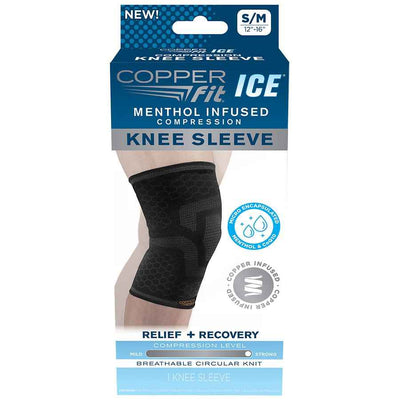 Copper Fit ICE Knee Sleeve Infused With Cooling Action & Menthol - S/M