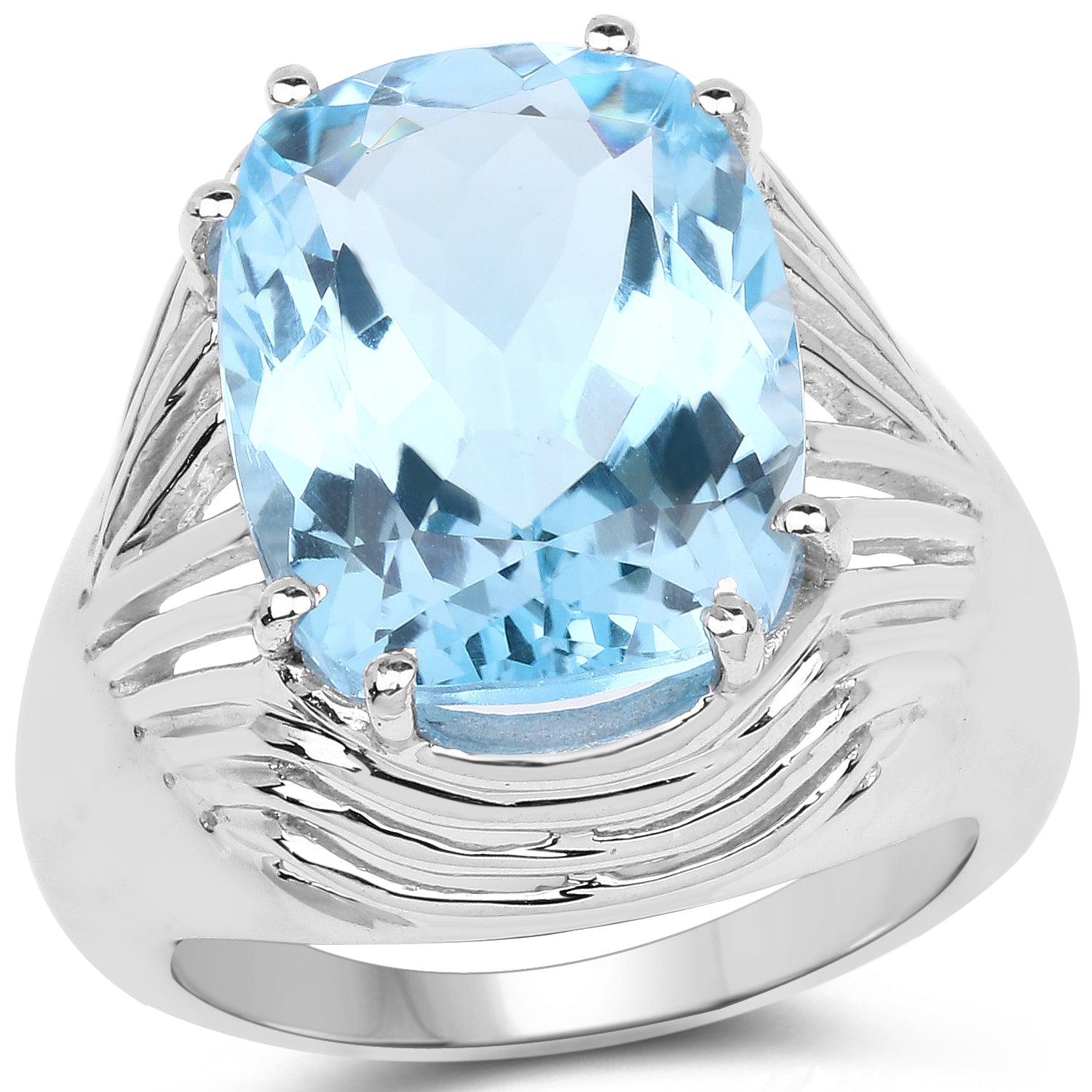 12.10 Carat Genuine Blue Topaz .925 Sterling Silver Ring by Bids.com