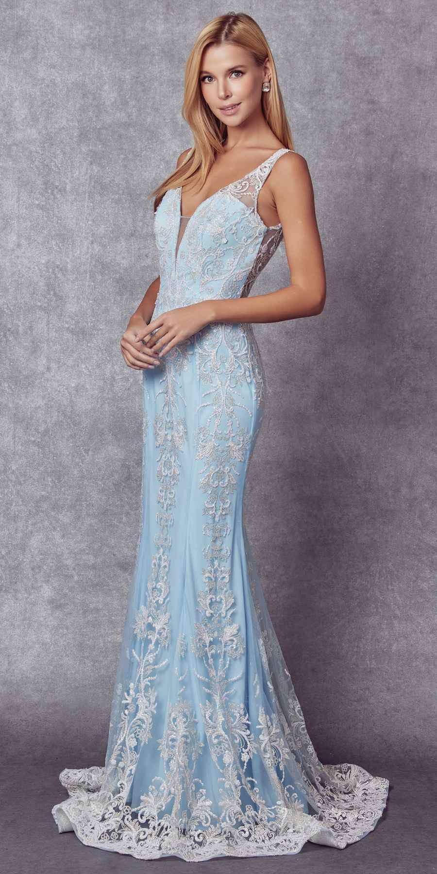 Juliet 277 Fancy Glitter Design Tulle Mermaid Dress by DiscountDressShop