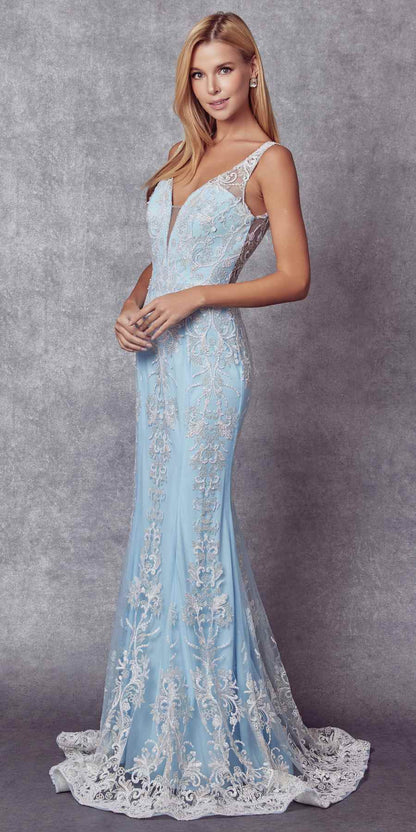 Juliet 277W Fancy Glitter Design Tulle Mermaid Wedding Dress by DiscountDressShop