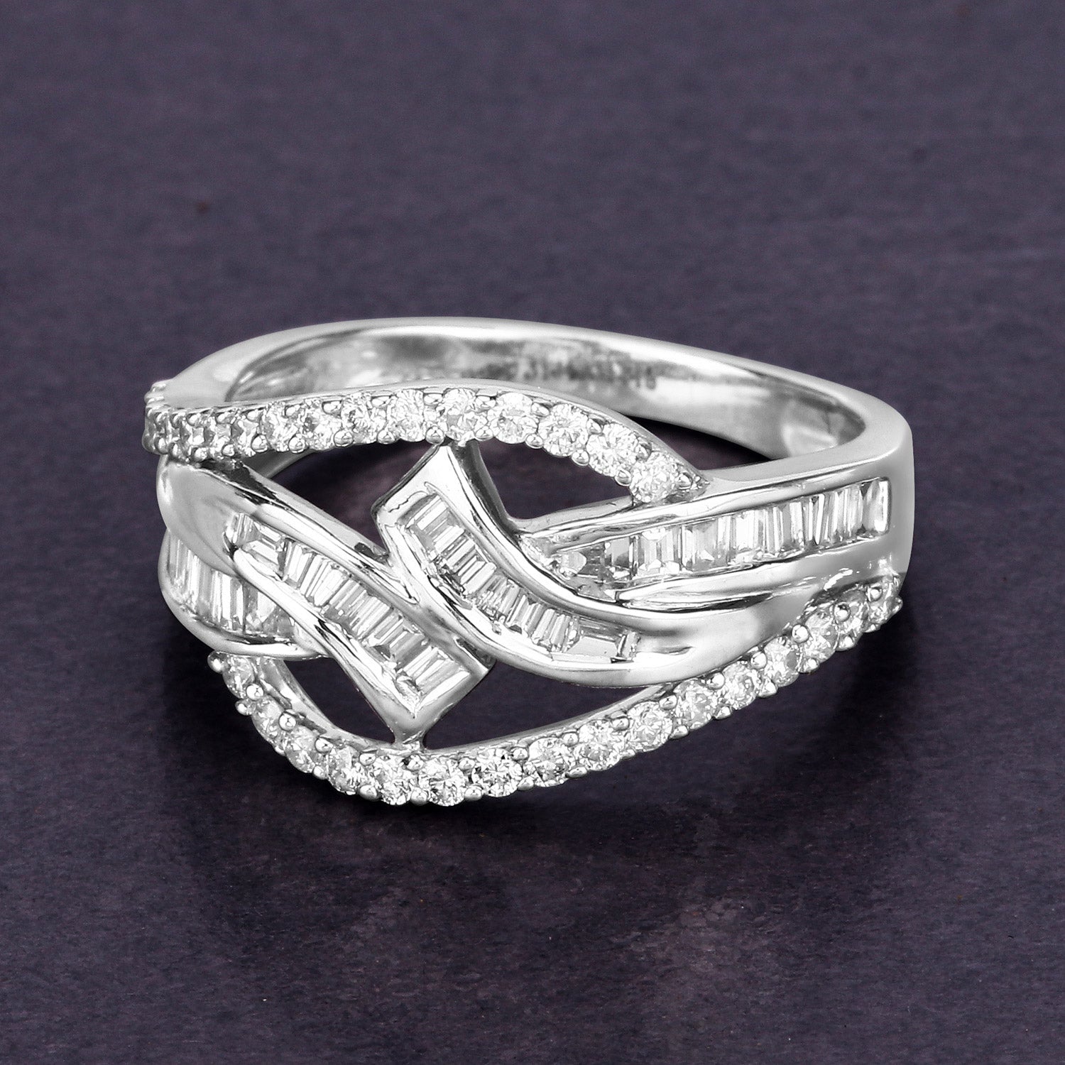 0.72 Carat Genuine White Diamond 14K White Gold Ring (E-F-G Color, VS-SI Clarity) by Bids.com